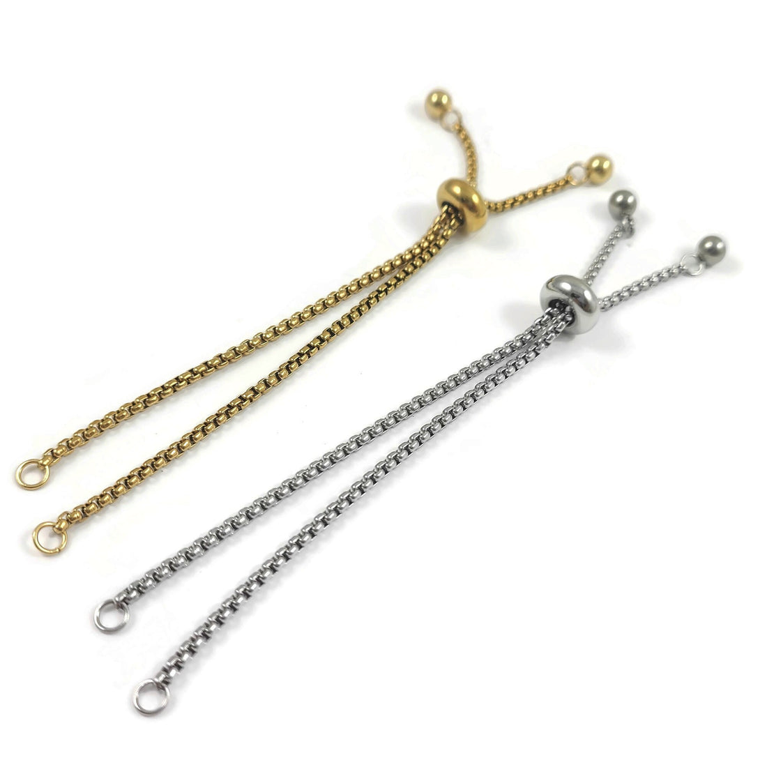 Adjustable chain for slider bracelet making, Stainless steel, Bulk lot, Hypoallergenic jewelry finding supplies