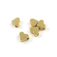 18K real gold plated heart beads, Hypoallergenic nickel free spacer beads, Bracelet making, Jewelry supplies