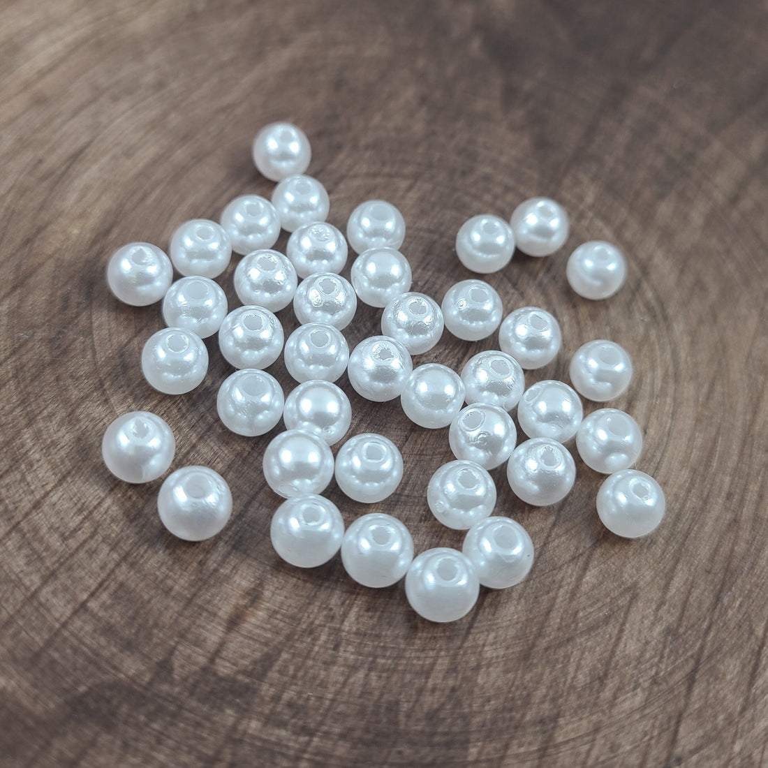 40 pearl spacer beads, 6mm plastic beads for jewelry making, White round beads