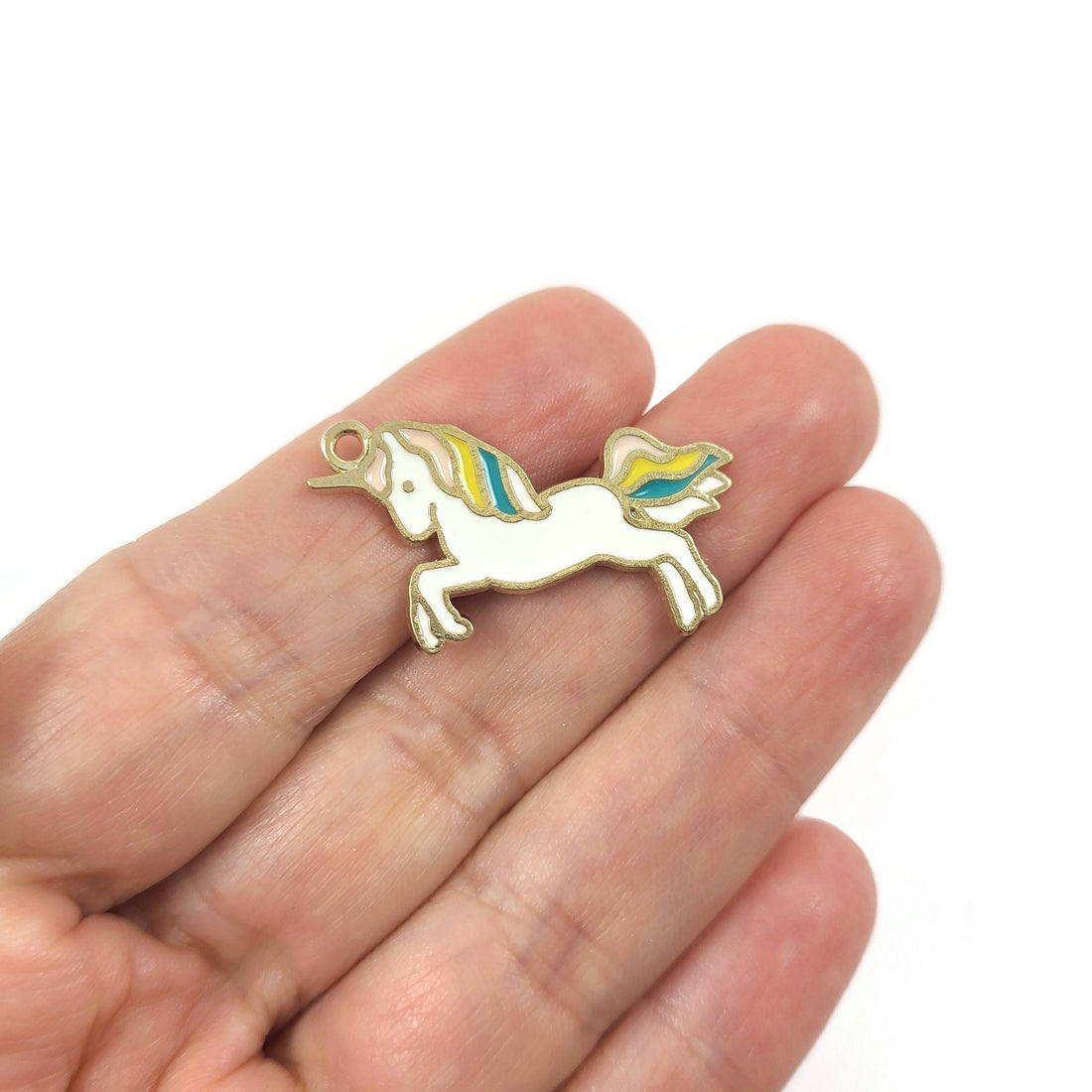 5 unicorn enamel charms, Nickel free metal pendants, Cute pendants for jewelry making