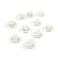White flower cabochons, 12mm resin rose embellishments, Flatback earring cabochons, Jewelry making supplies