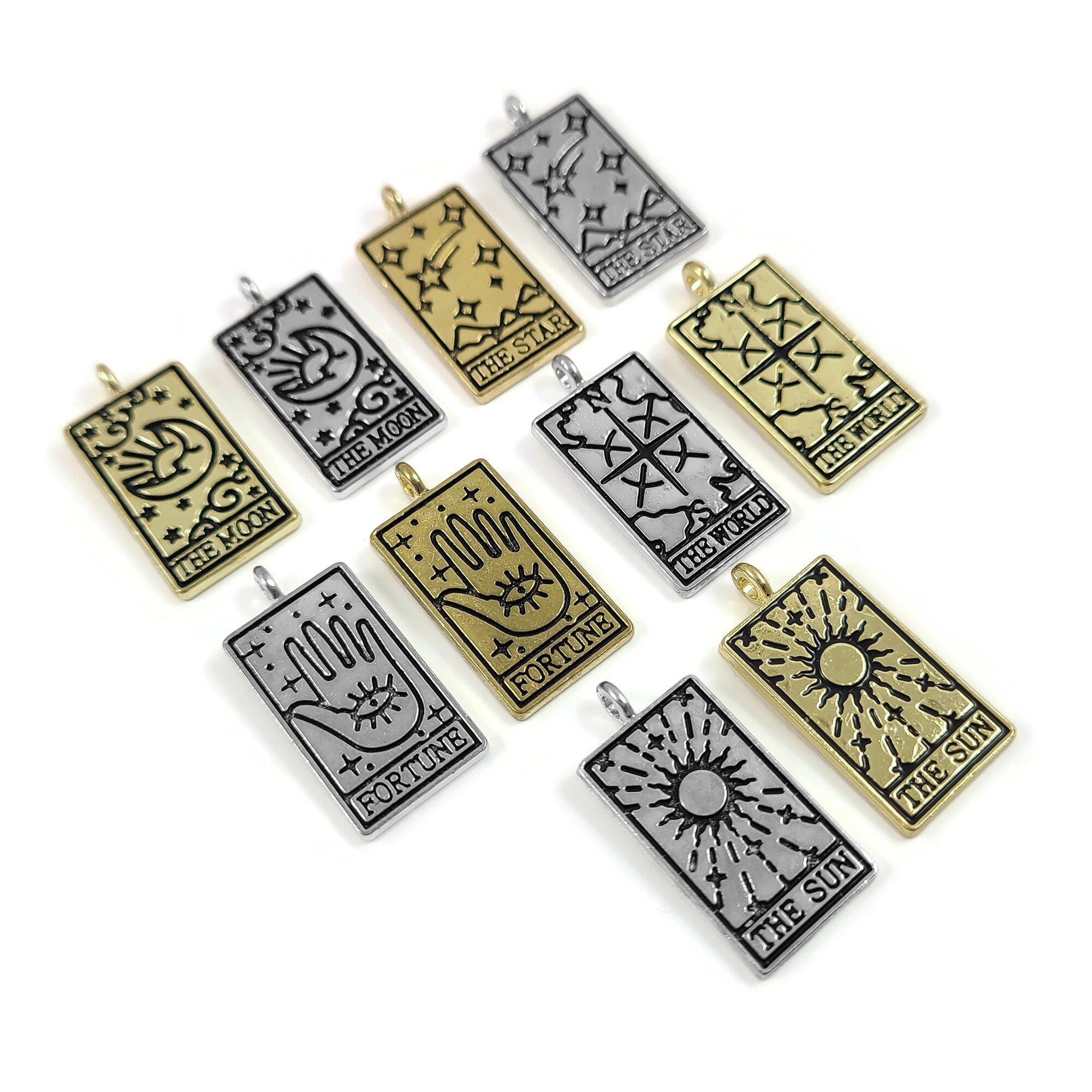 Tarot Style Real 18k Gold Plated Stainless Steel Charms Moon - Temu