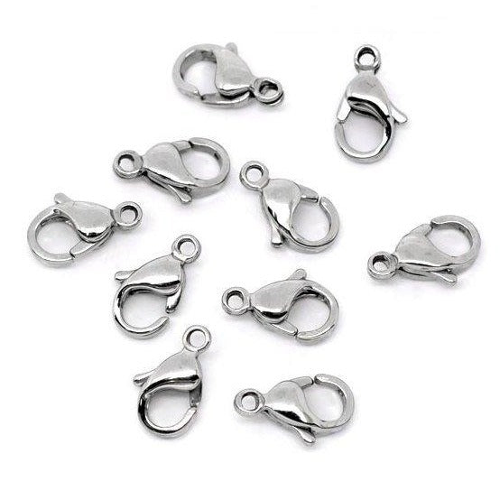 Stainless Steel Lobster Clasps appx 12mm in Size appx 15 Pieces in Total -  ALW023
