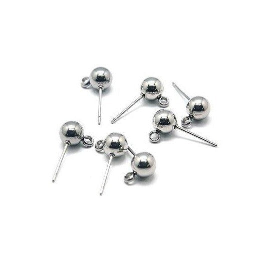 10 Tiges avec boule et anneau en acier inoxydable