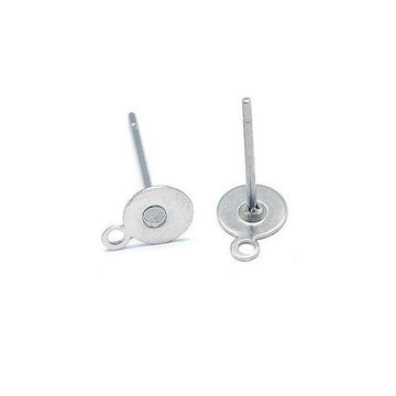 10 Stainless steel earring post with loop - 5mm, 6mm, 8mm, 10mm