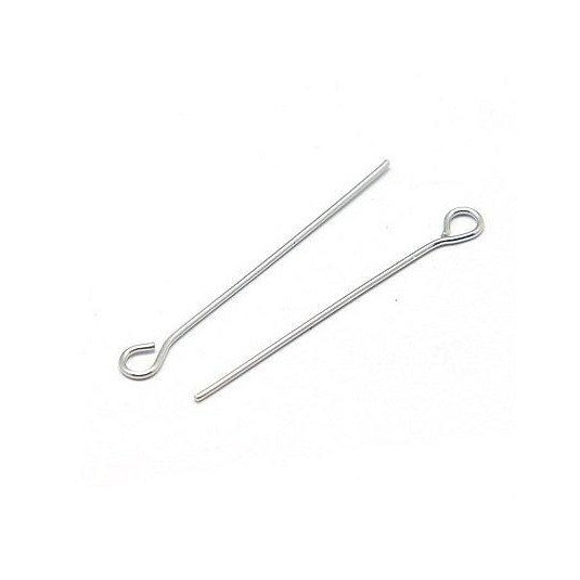 100 or 500 Pieces: 16 mm Stainless Steel Silver Eye pins, 21 gauge