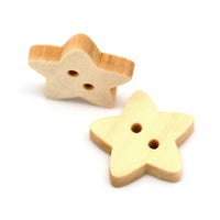 Star button - 10 Wooden craft buttons 13mm