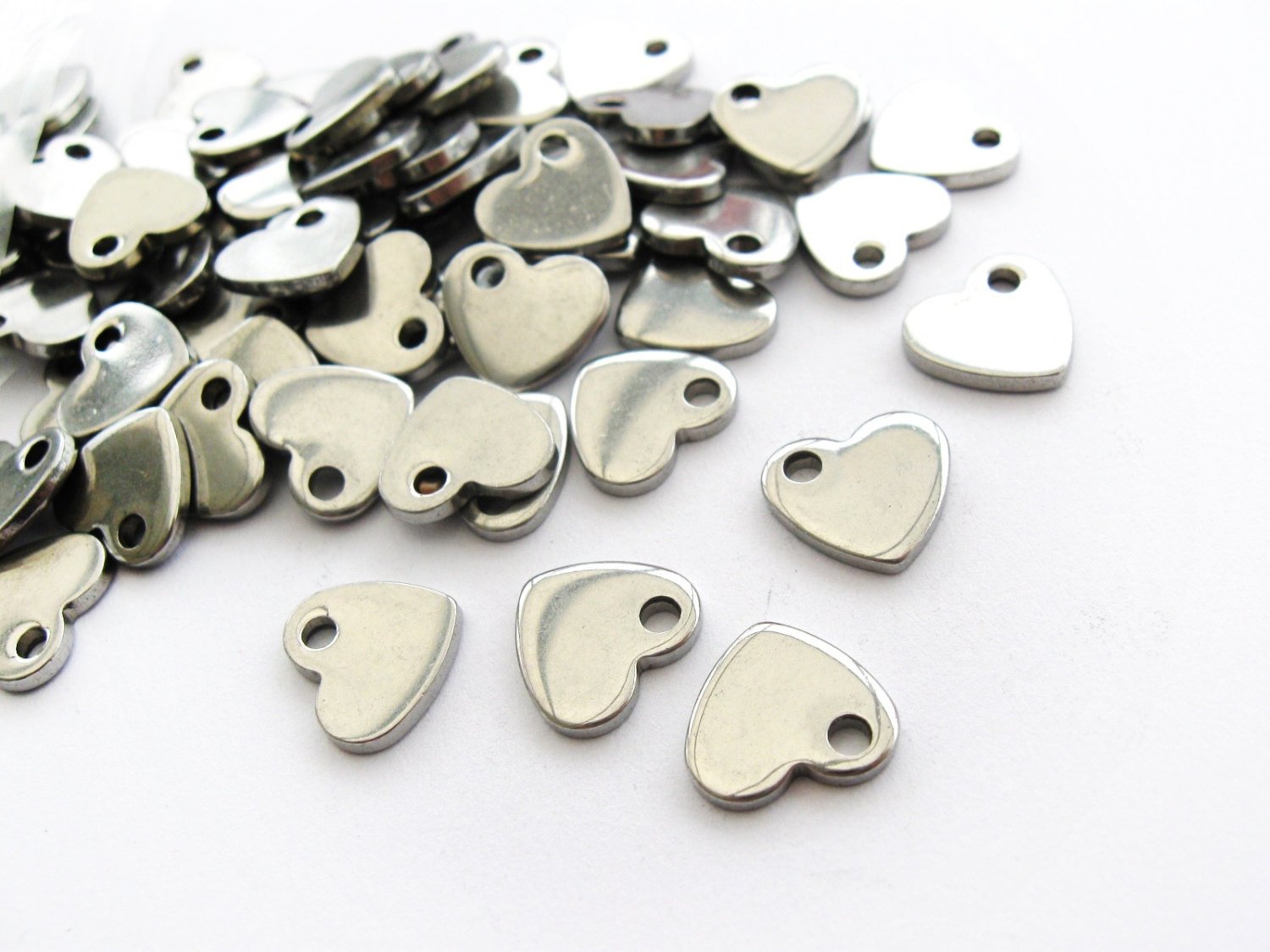 Heart pendant stainless steel hypoallergenic DIY 5 charms