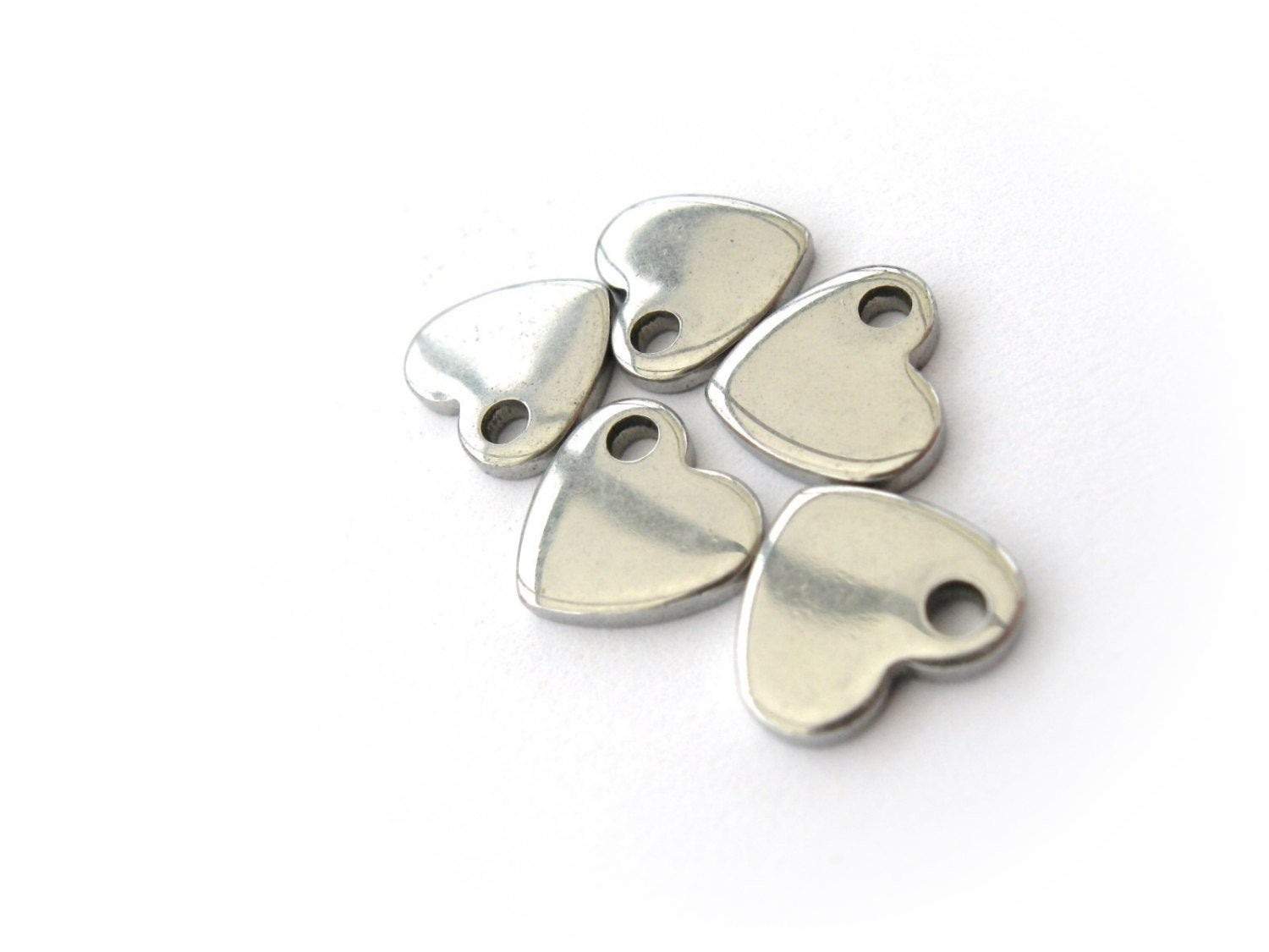 Heart pendant stainless steel hypoallergenic DIY 5 charms