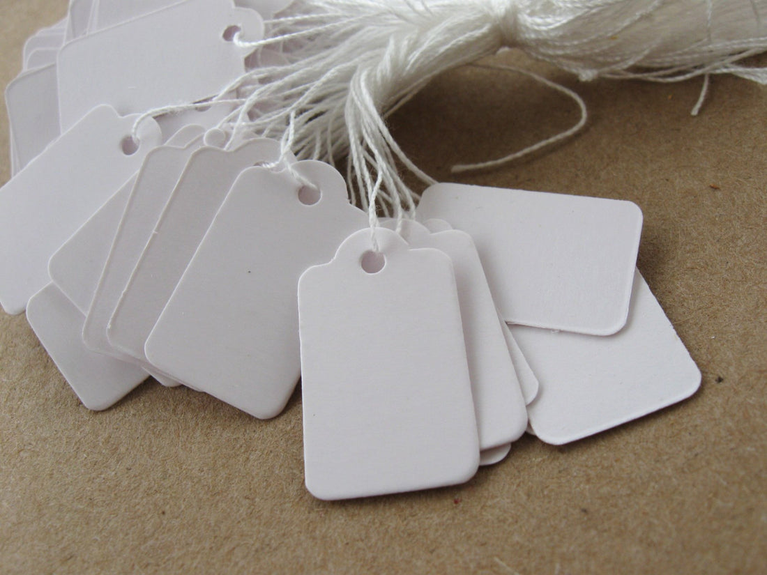 Jewelry price tags - Blank white rectangular tags - Set of 100