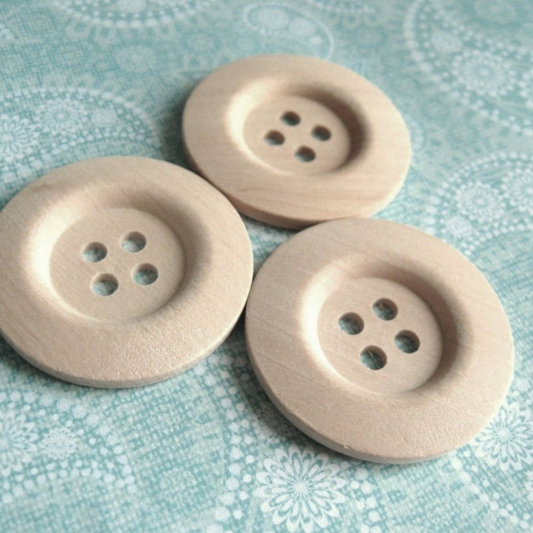 Unfinished wood buttons set of 4 big button 40mm