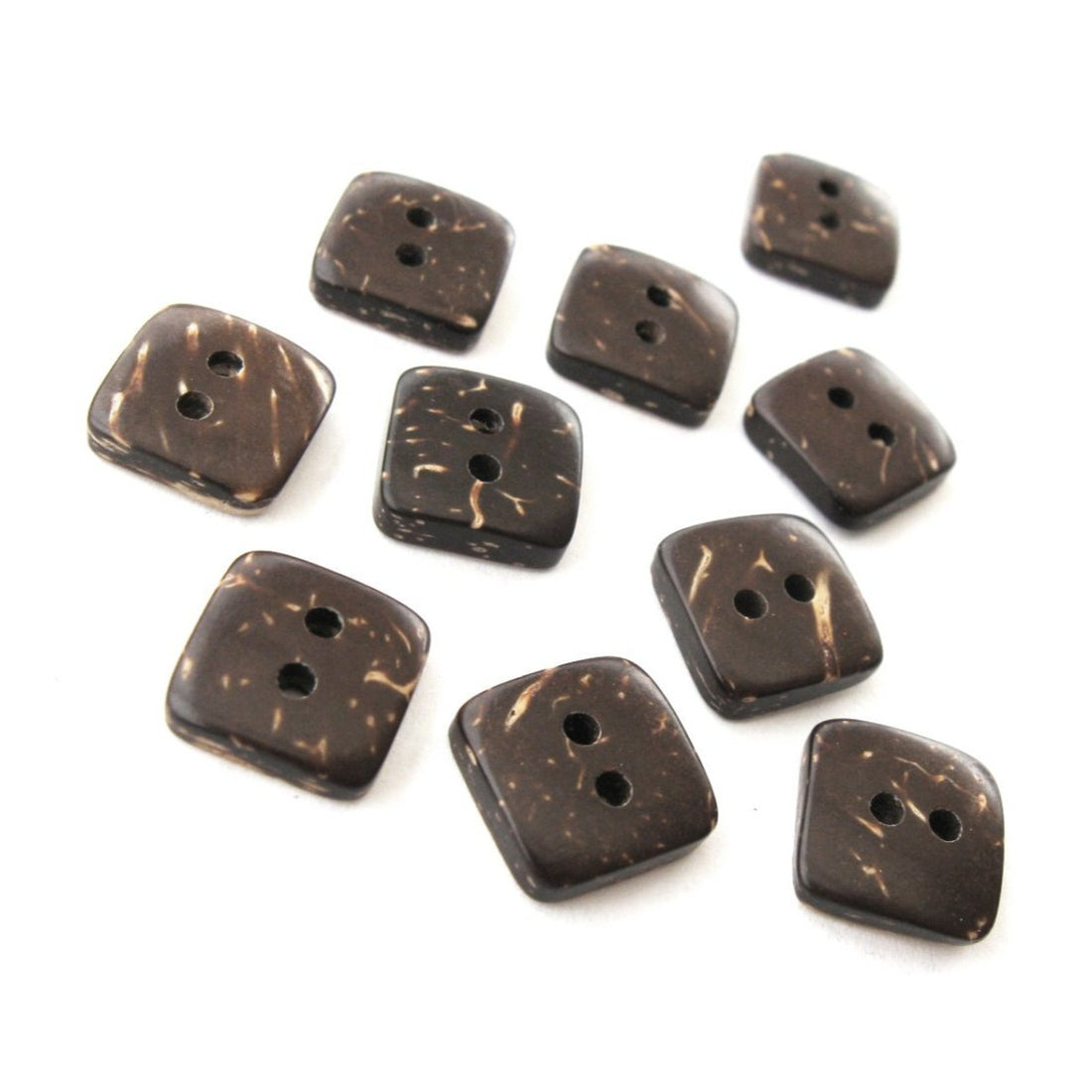 10 Boutons en bois de coco 9mm - Mini Carré