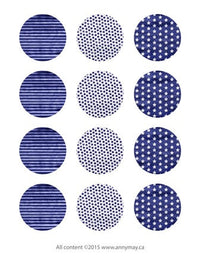 Cabochons à imprimer - Étoiles Bleues - Images digitales cercles à imprimer en 5 grandeurs