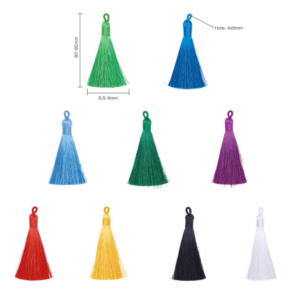 100pcs Sewing Tassels Bulk Handmade Bookmark Tassel Silky Tassels for Jewelry Making Soft Craft Tassels, Adult Unisex, Size: Blue-80~90x6~7mm
