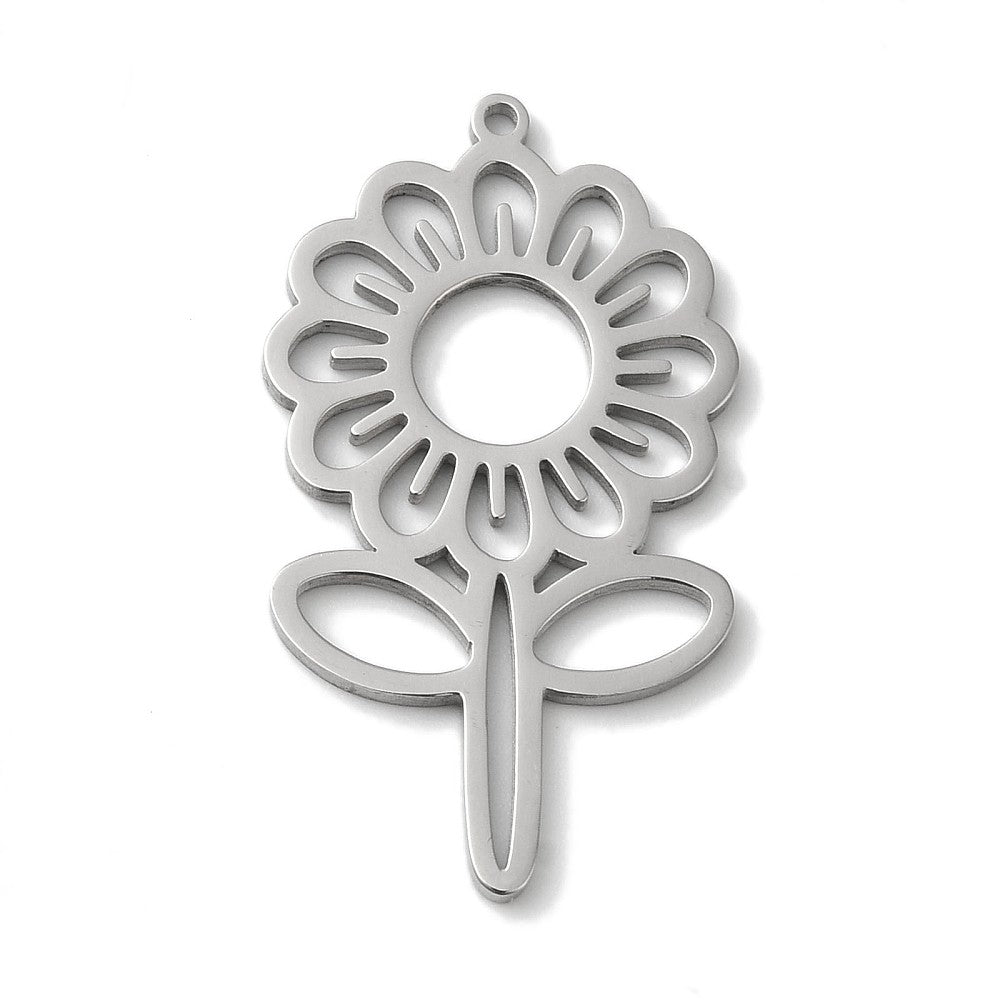 1 pendentif tournesol en acier inoxydable