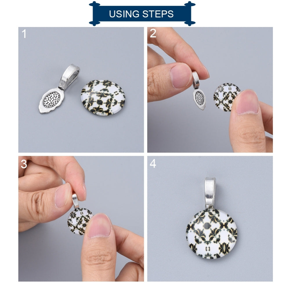 10 glue-on bails, Leaf flat pad
