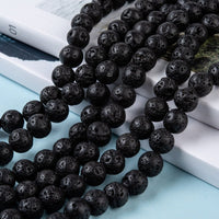 Natural black lava beads