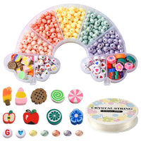 Fruit beads kit, Rainbow shaped box, Assorted acrylic and clay beads