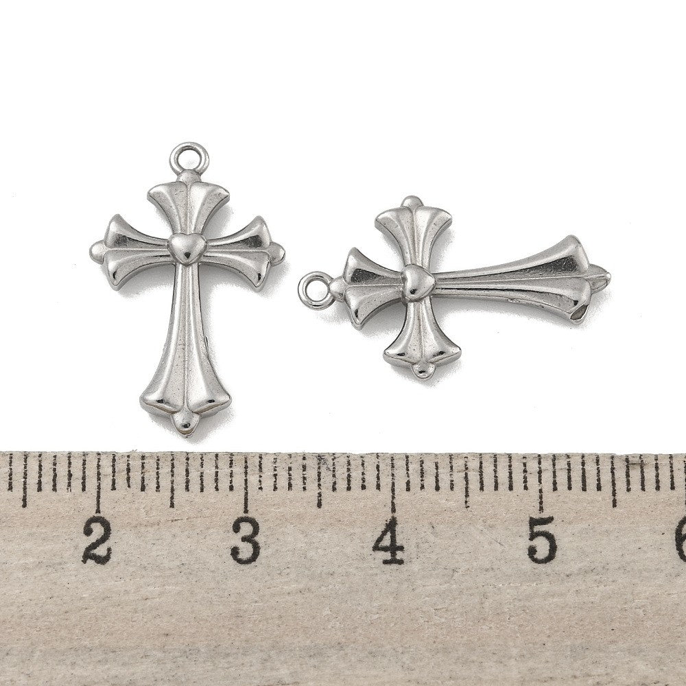 1 Medieval stainless steel cross charms 22mm