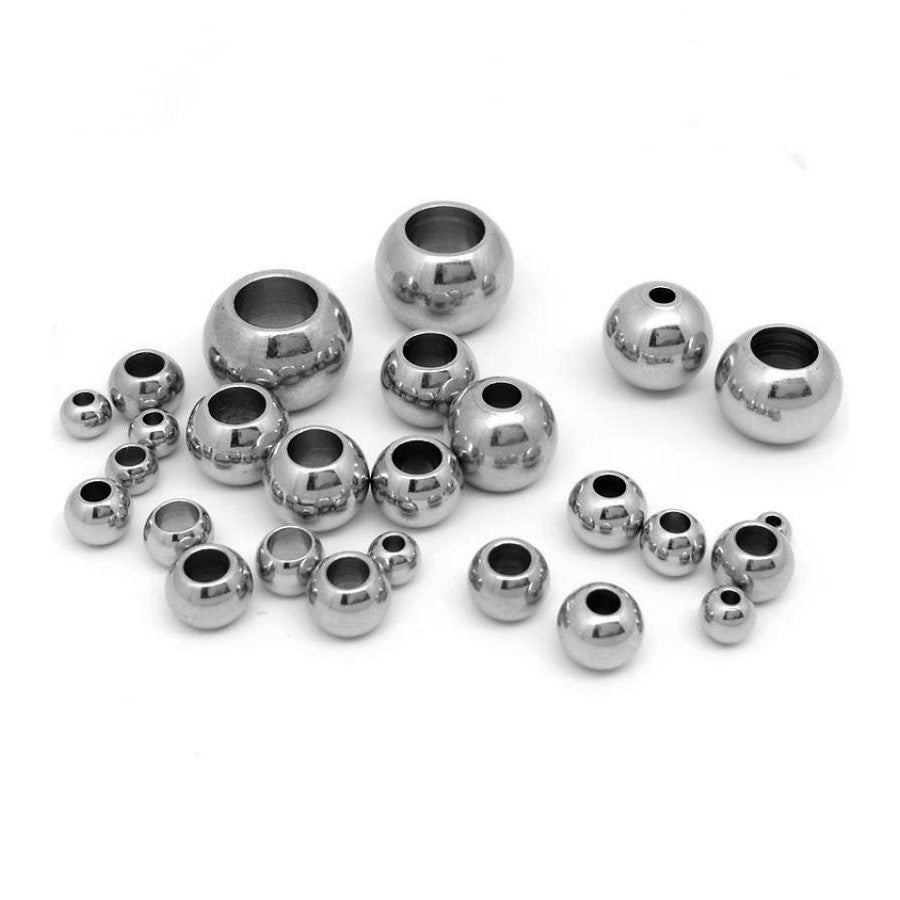 10 high-quality polished stainless steel seamless beads - All sizes