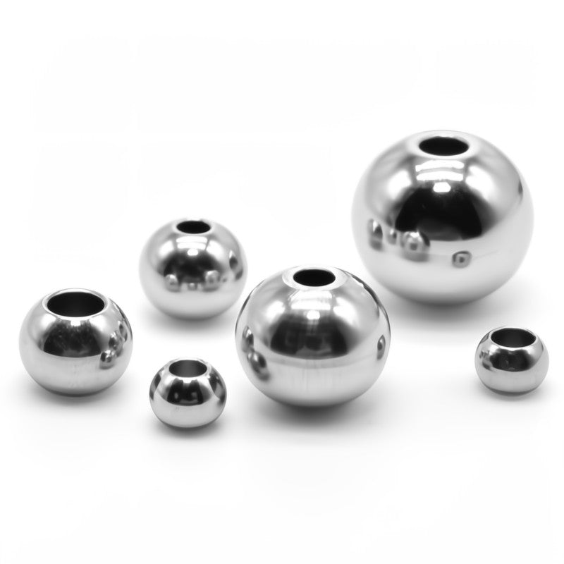 10 high-quality polished stainless steel seamless beads - All sizes