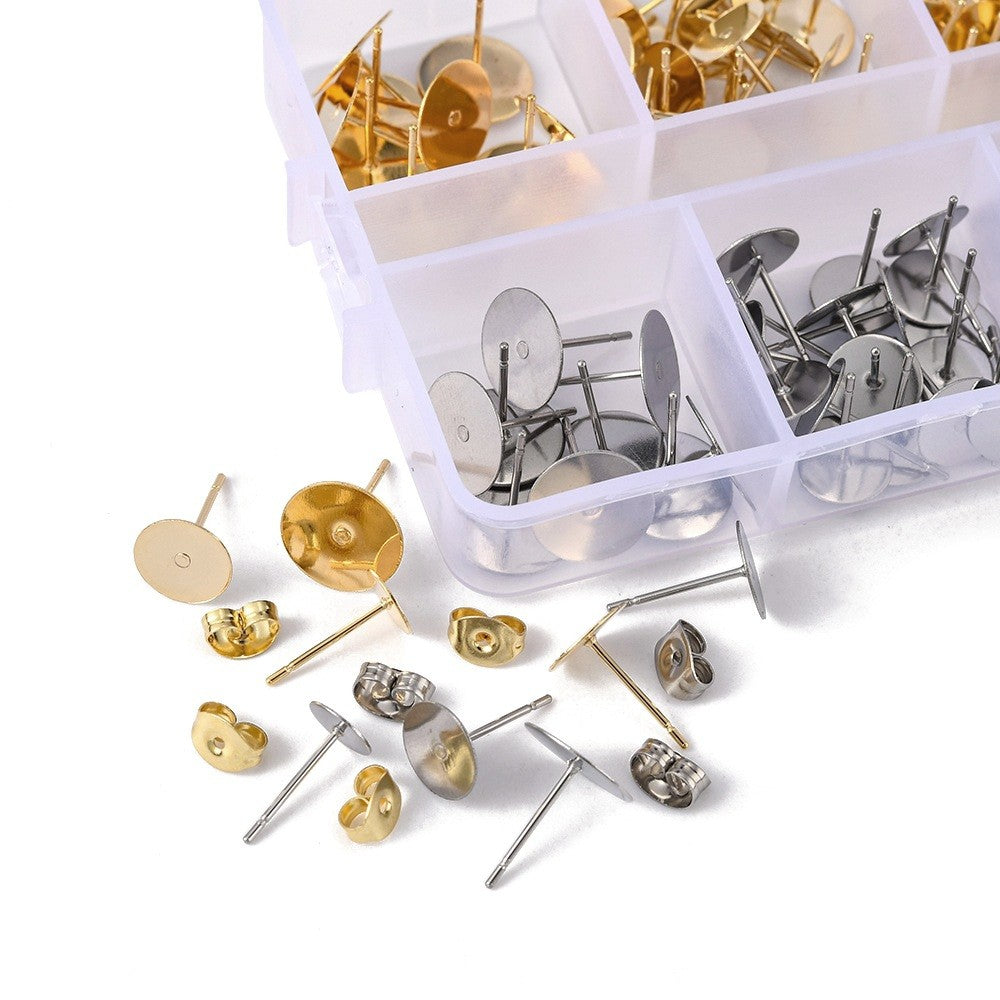 Kit pour la fabrication de boucles d'oreille, Clous et stoppeurs en acier inoxydable