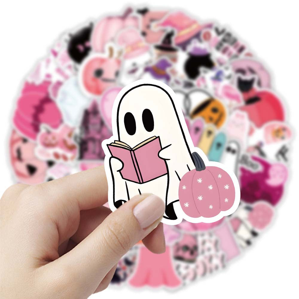 50 pink halloween vinyl sticker pack