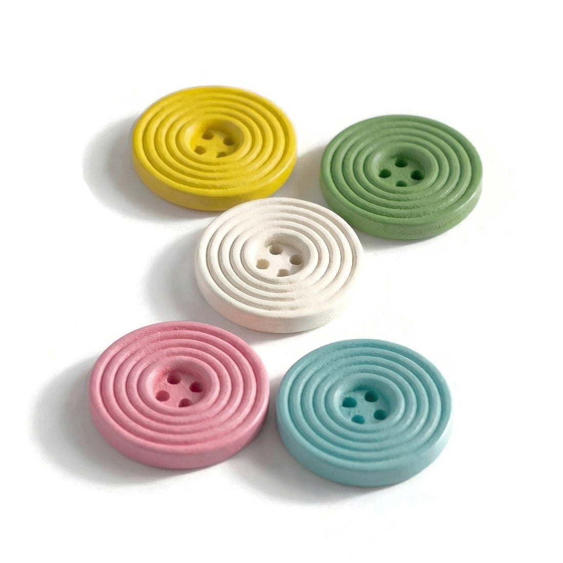 6 Wooden Pastel Buttons – 25mm (1 inch) – Pick Your Color