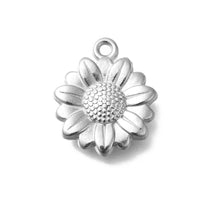 1 breloque tournesol 15mm en acier inoxydable