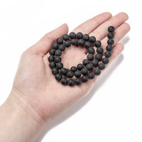 Pierres Naturelles Noires Givrées Rondes 6 ou 8mm