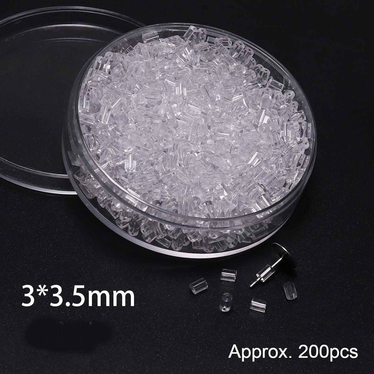 200 Tiny Silicone Tube Ear Nuts 3mm