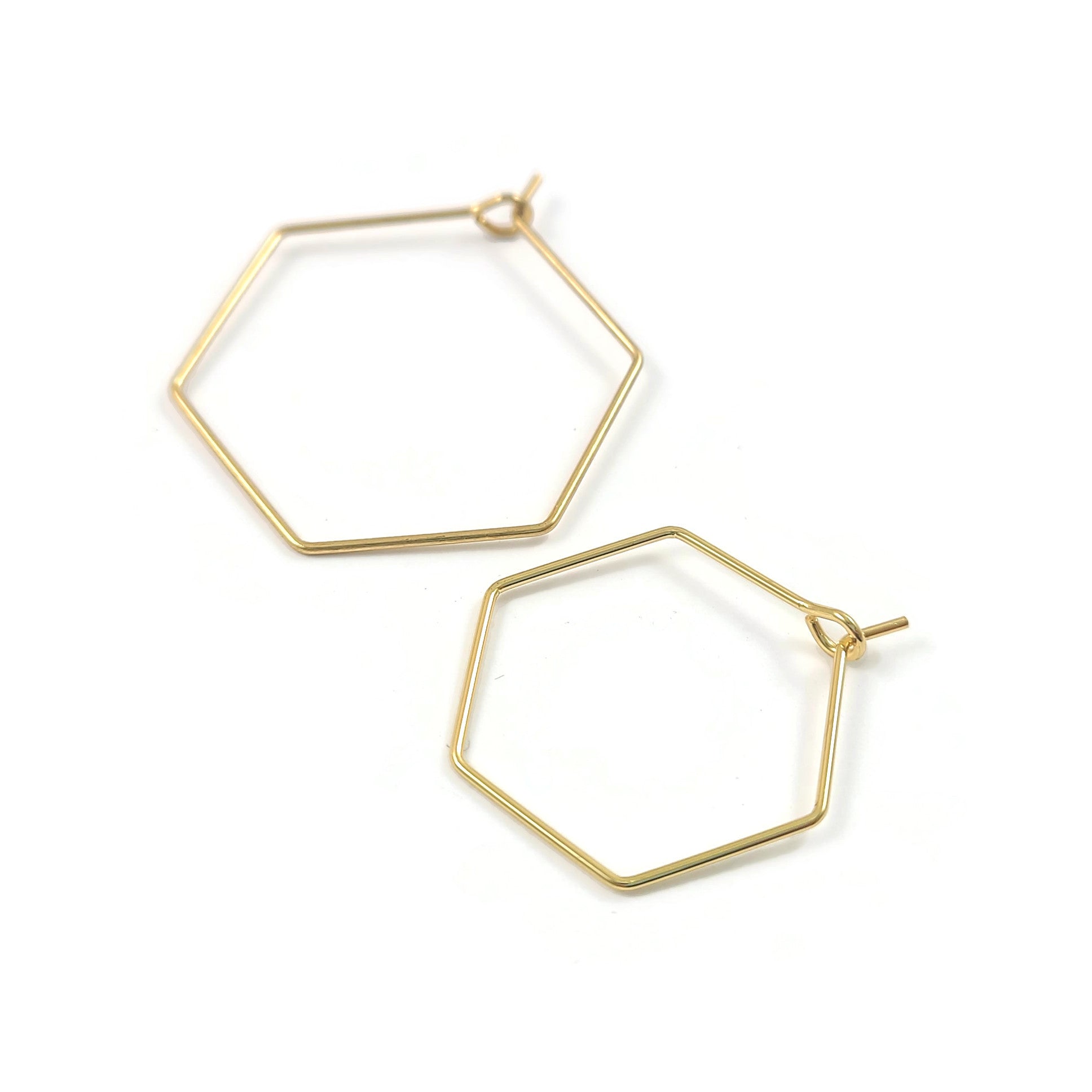 Gold stainless steel hexagon hoops 10pcs (5 pairs) - 2 size available