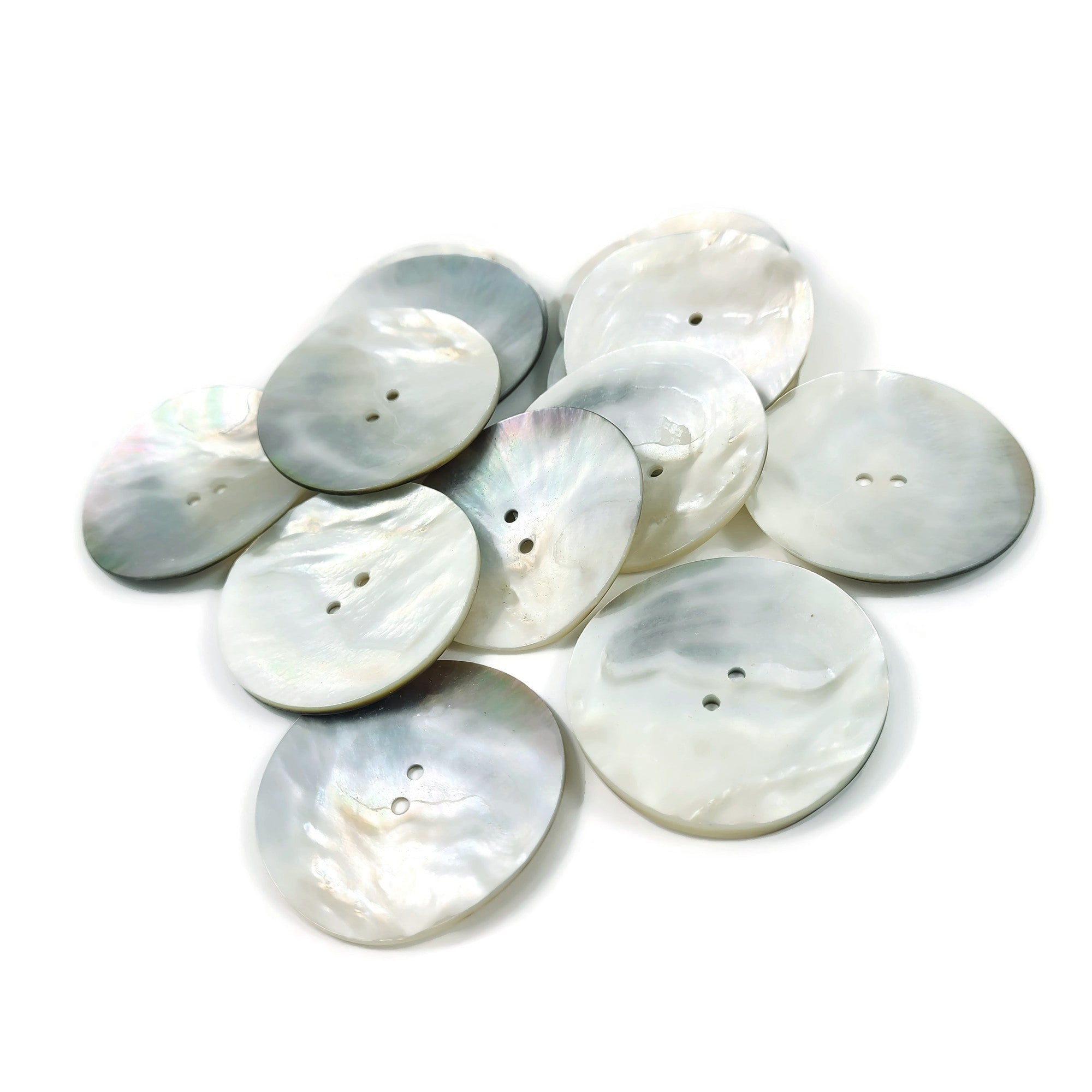 Set of 12 Pearlized Blue Sew-through 2-hole Plastic Buttons Just