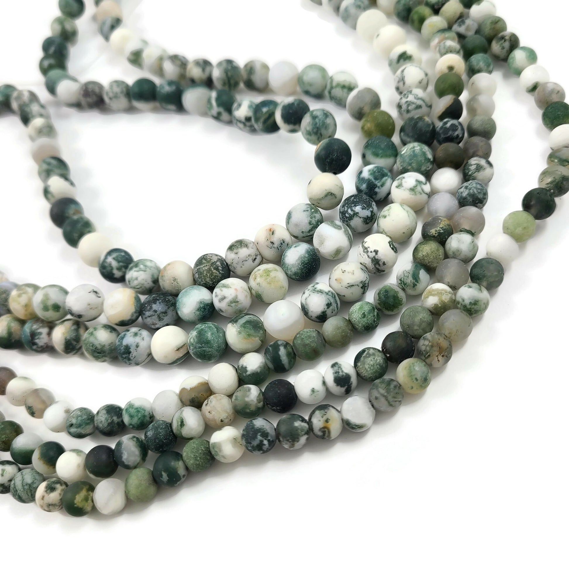 Natural Tree Agate Round Frosted Beads Strands 6 or 8mm