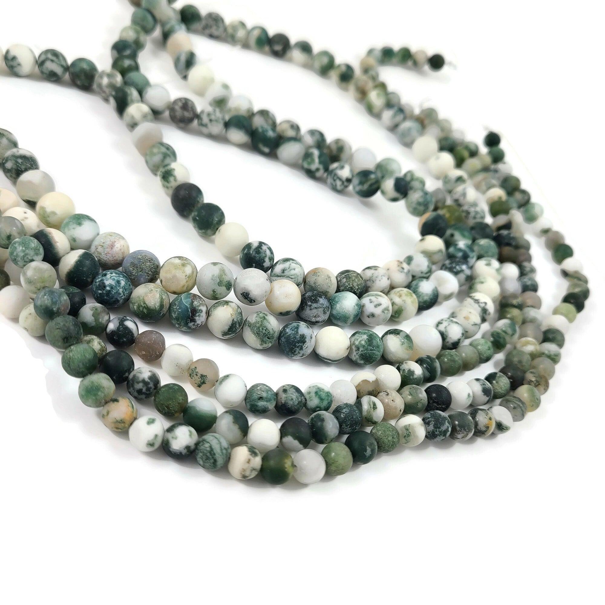 Natural Tree Agate Round Frosted Beads Strands 6 or 8mm