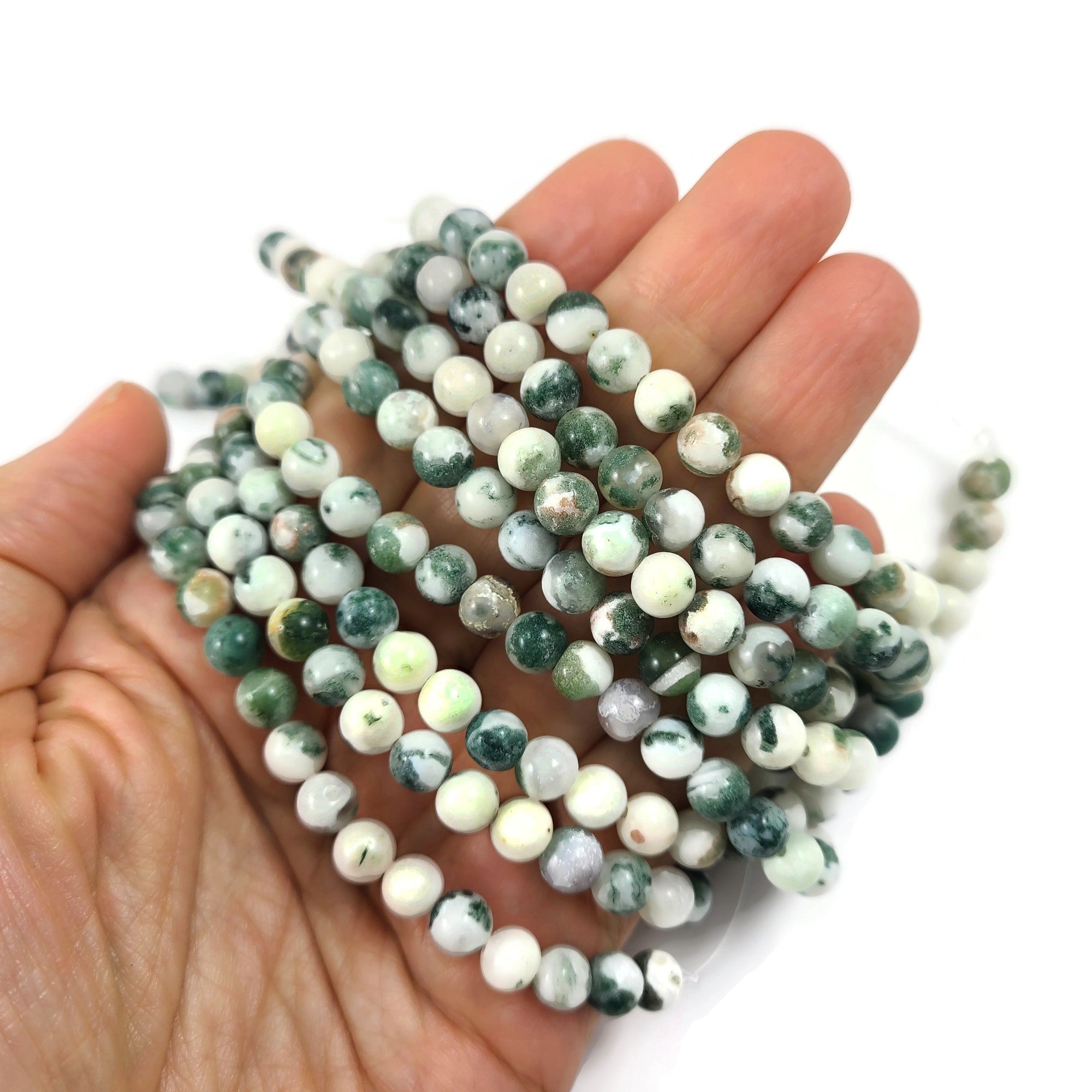 Natural Tree Agate Round Beads Strands 6 or 8mm
