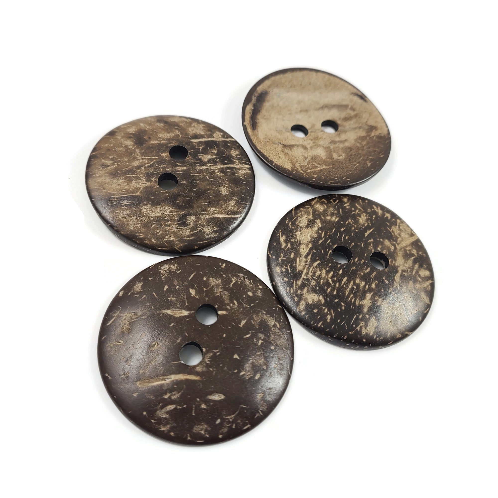 2 Large buttons 1 3/4 inch coconut buttons 44mm - Natural Wood and Eco Friendly buttons