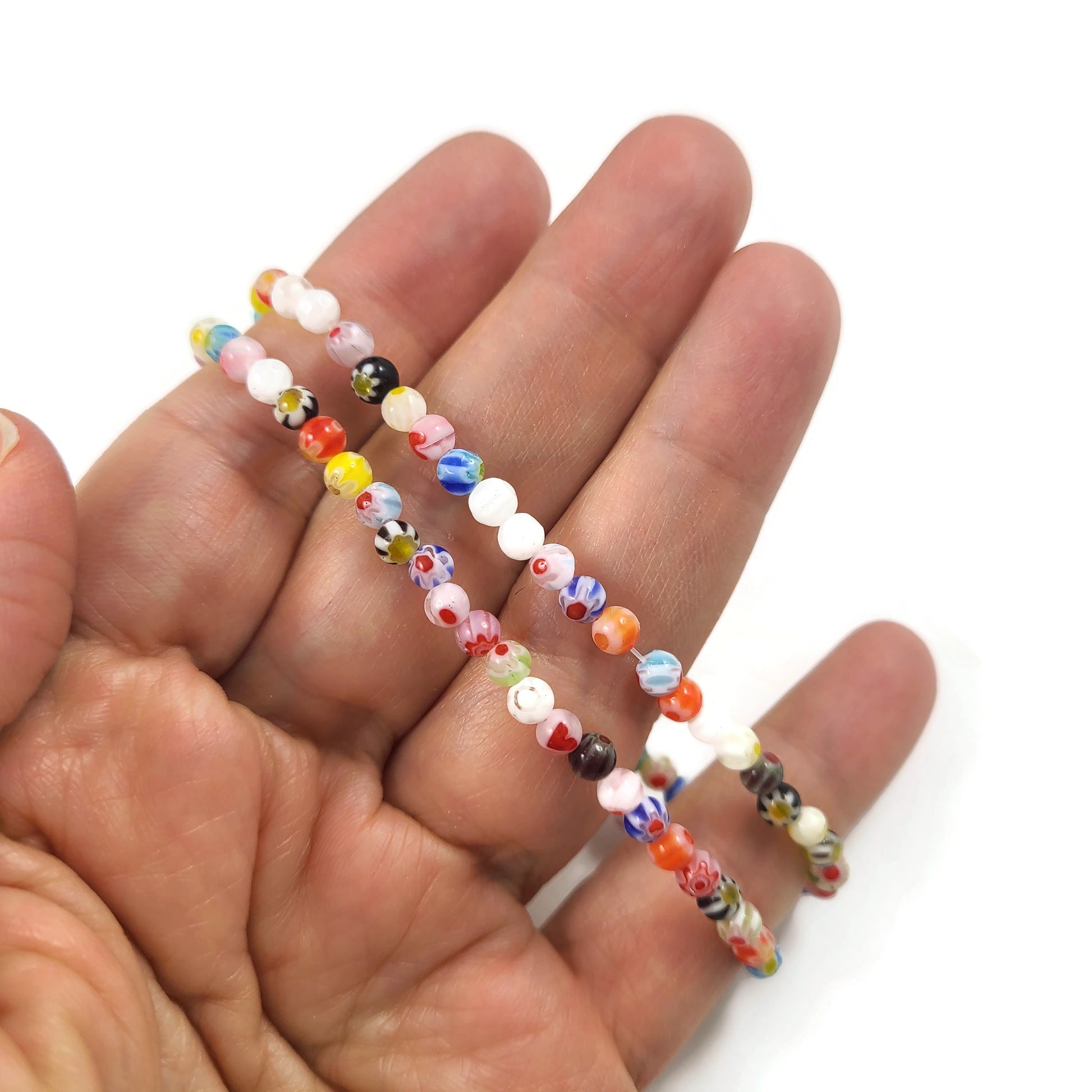 Perles de verre Millefiori, Couleurs mélangées assorties, 4mm, 6mm, 8mm