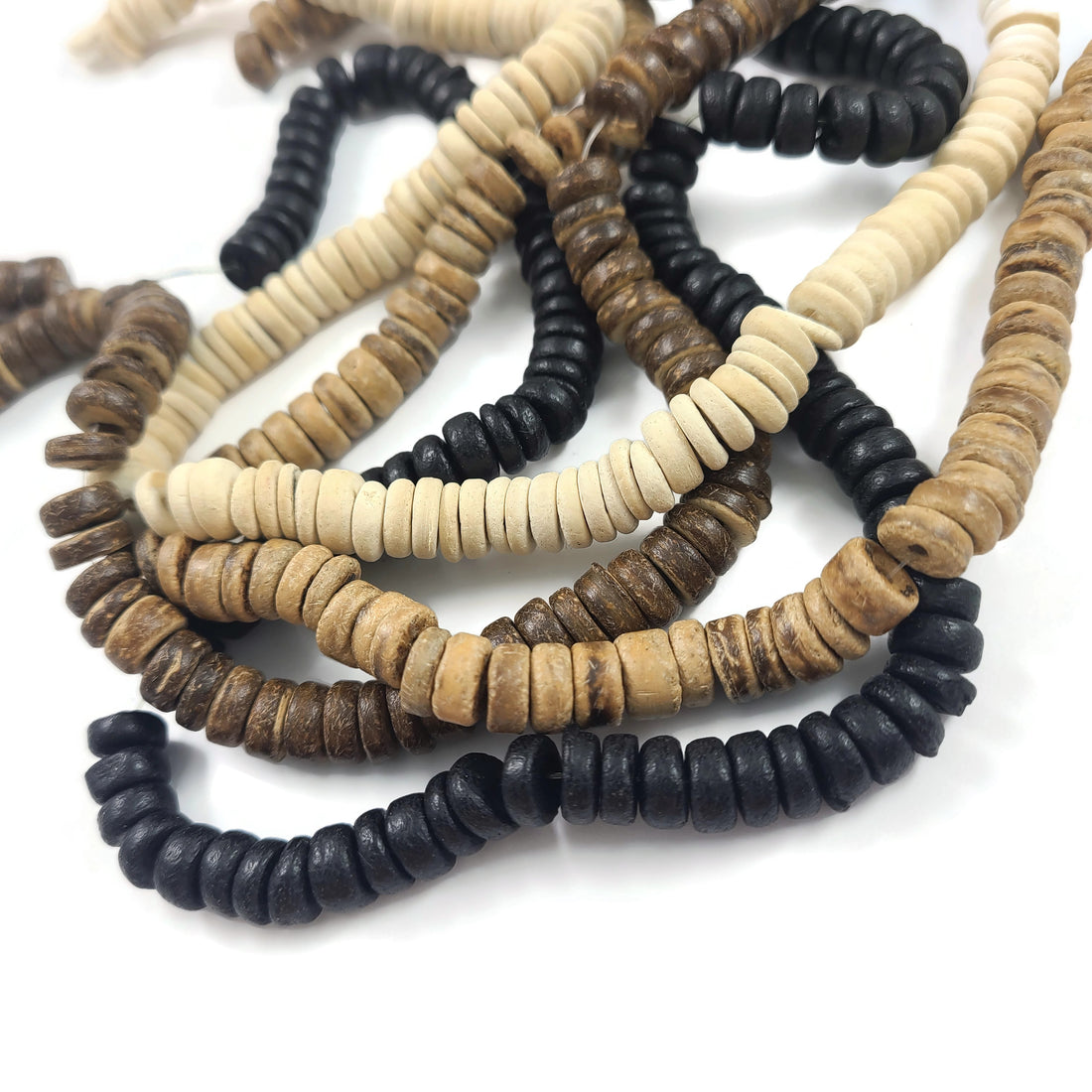 8mm natural coconut rondelle beads