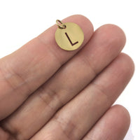 1 Gold stainless steel coin letter charm