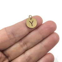 1 Gold stainless steel coin letter charm