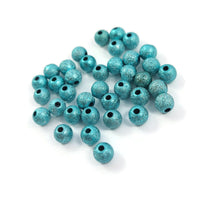 6mm glitter aqua turquoise beads