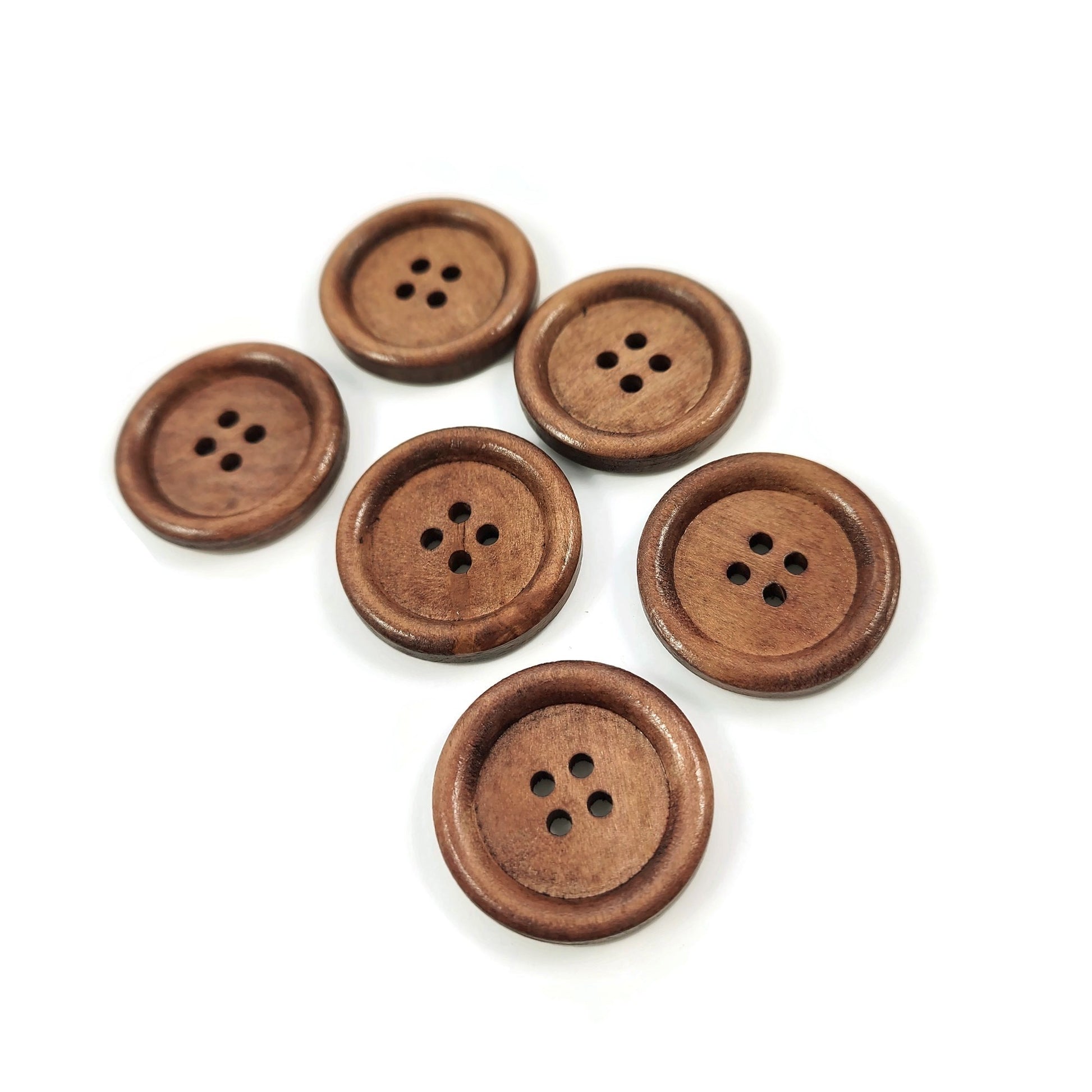 Bouton de bois de 2.5cm - ensemble de 6 boutons en bois naturel