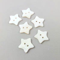 Mother of pearl natural shell buttons 15mm, set of 6 white star sewing buttons