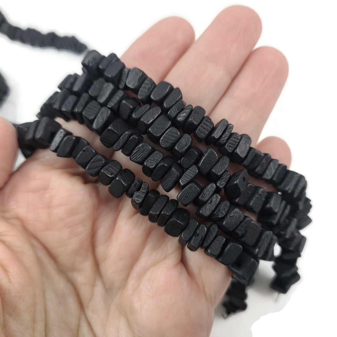 Black Wood CocoNut Shell Beads - Square cut beads 7mm