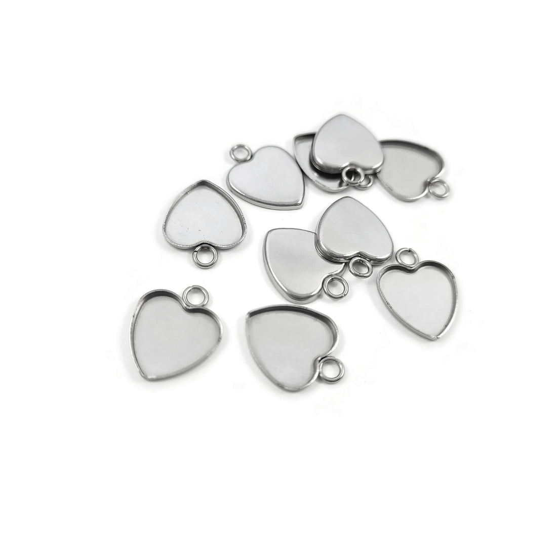 10 Stainless steel heart pendant trays