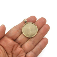 1 Pendant cabochon setting, flat round 25mm tray