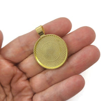 1 Pendant cabochon setting, flat round 25mm tray