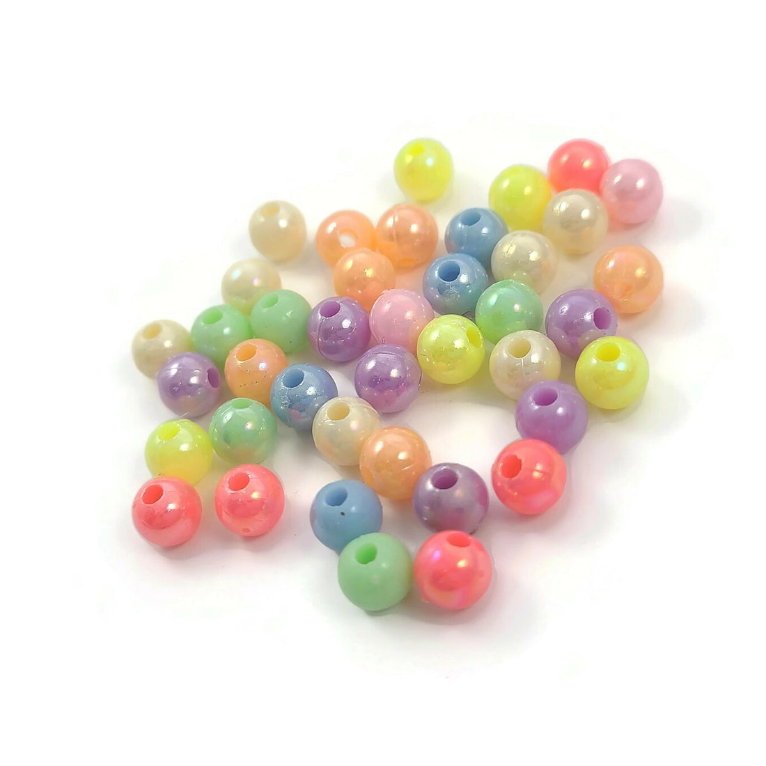 Assortiment de perles arc-en-ciel en plastique de 6mm