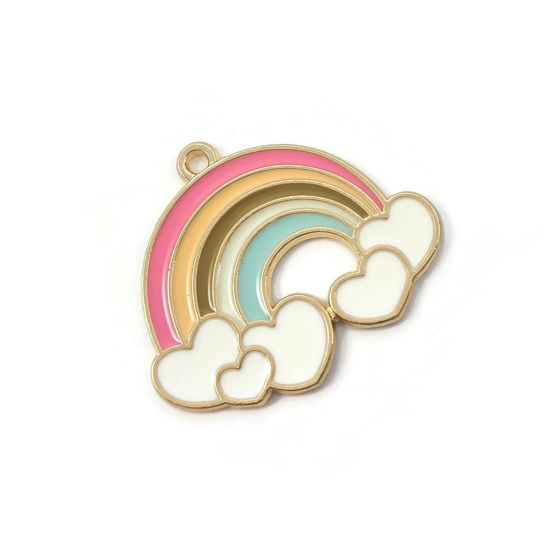 1 Breloque émail arc-en-ciel pastel sans nickel